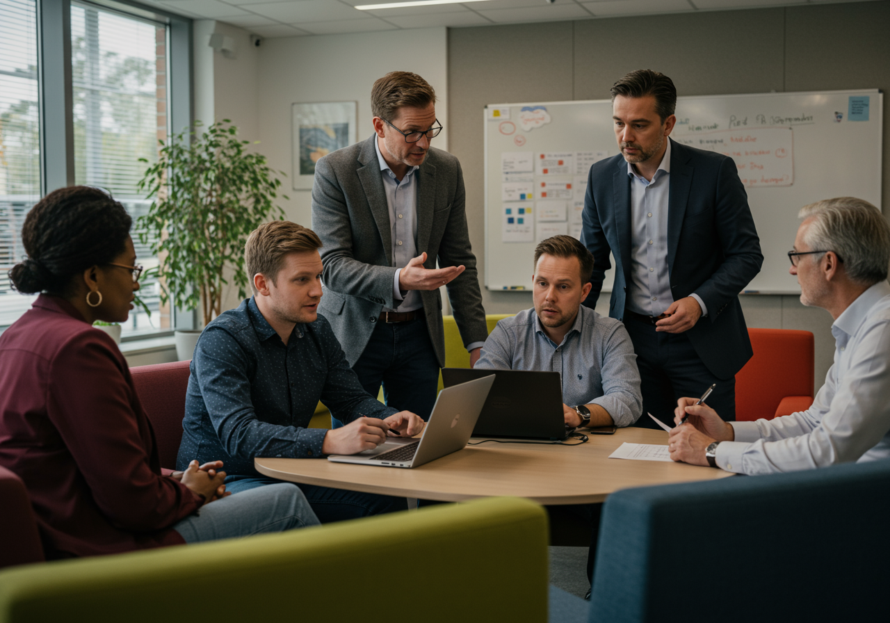 Collegas in een meeting die weerstand ervaren